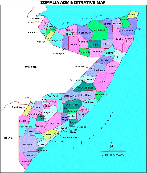 carte administrative de la Somalie